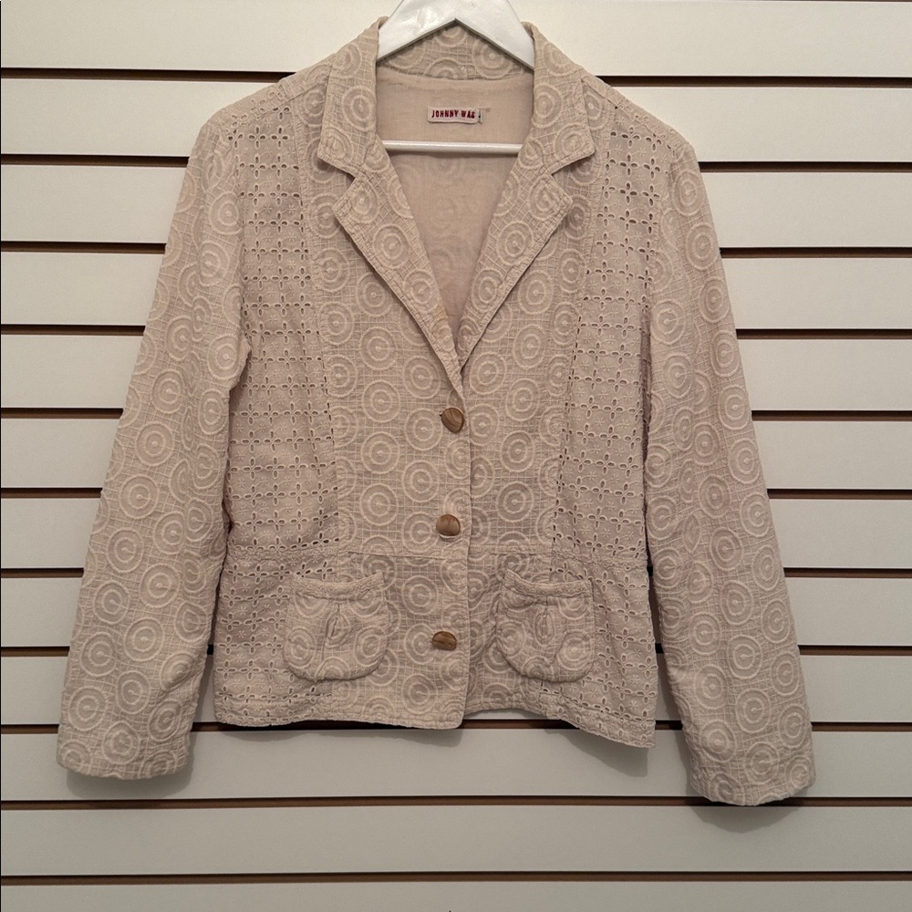 Johnny Was Beige Eyelet Jacket